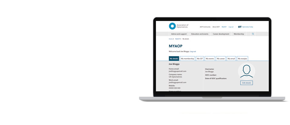 Site downtime header - showing MyAOP screen