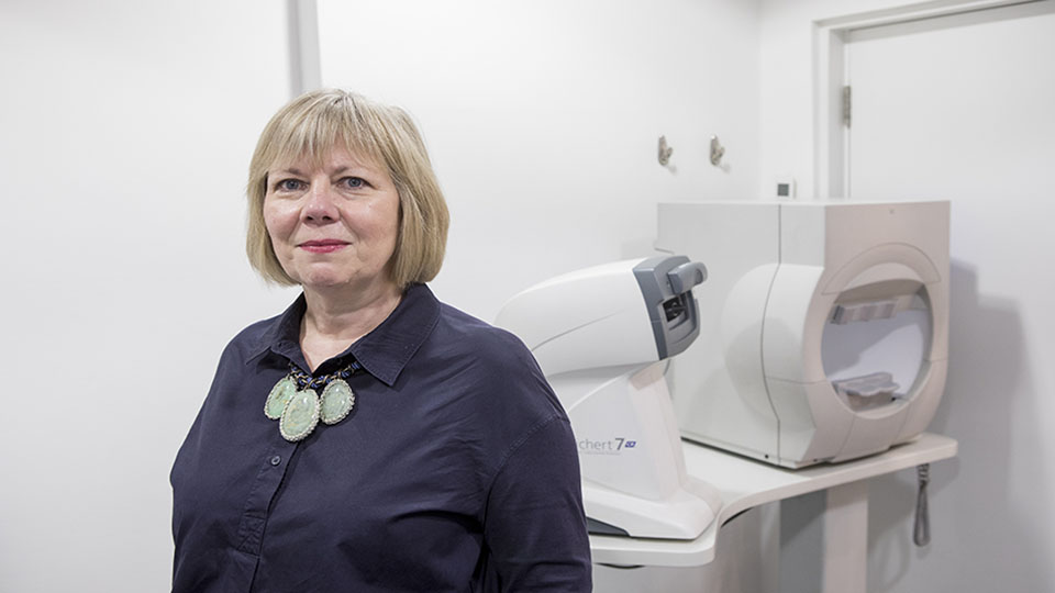 Female optometrist at work