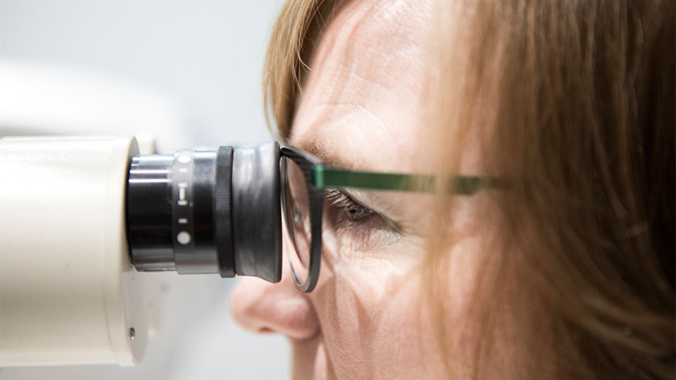 Woman having an eye test