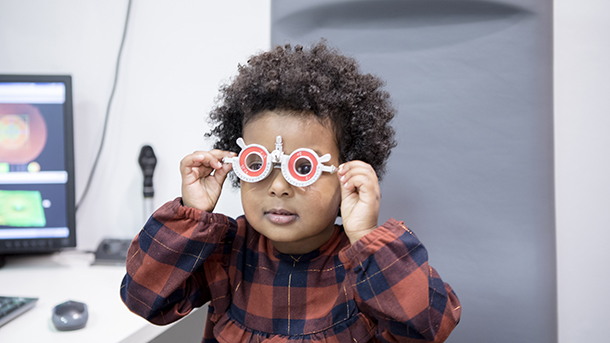 Child having sight test