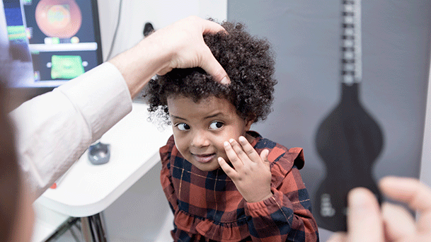 Child having sight test