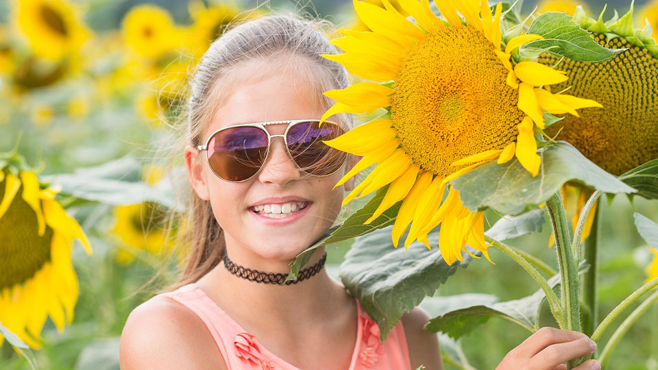 Child wearing sunglasses