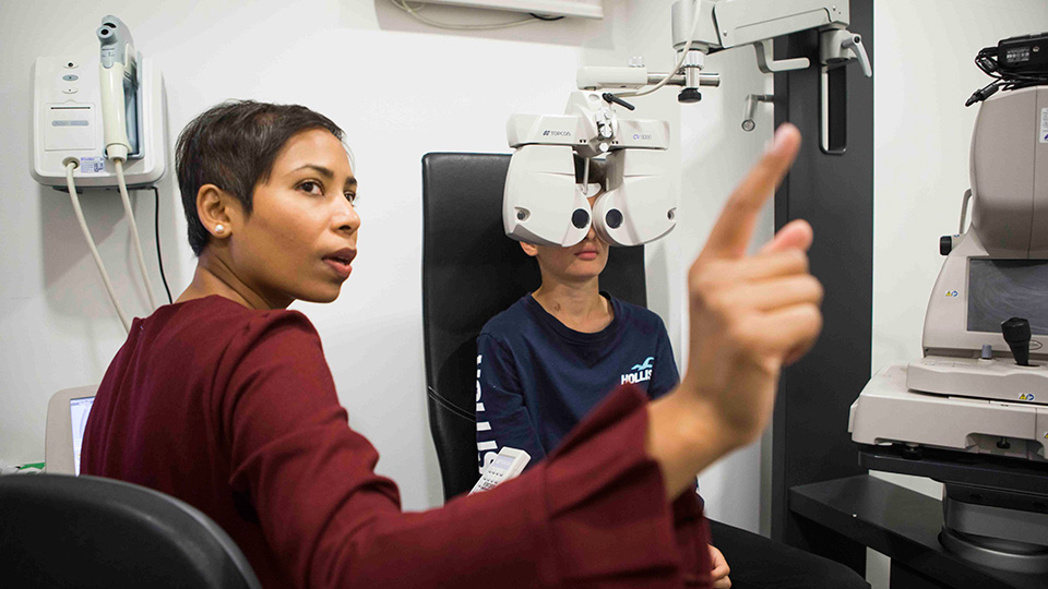 Boy having a sight test