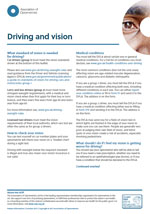 Driving and vision standards patient leaflet