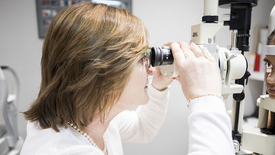 Optometrist at work