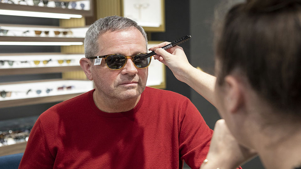 Optometrist with patient