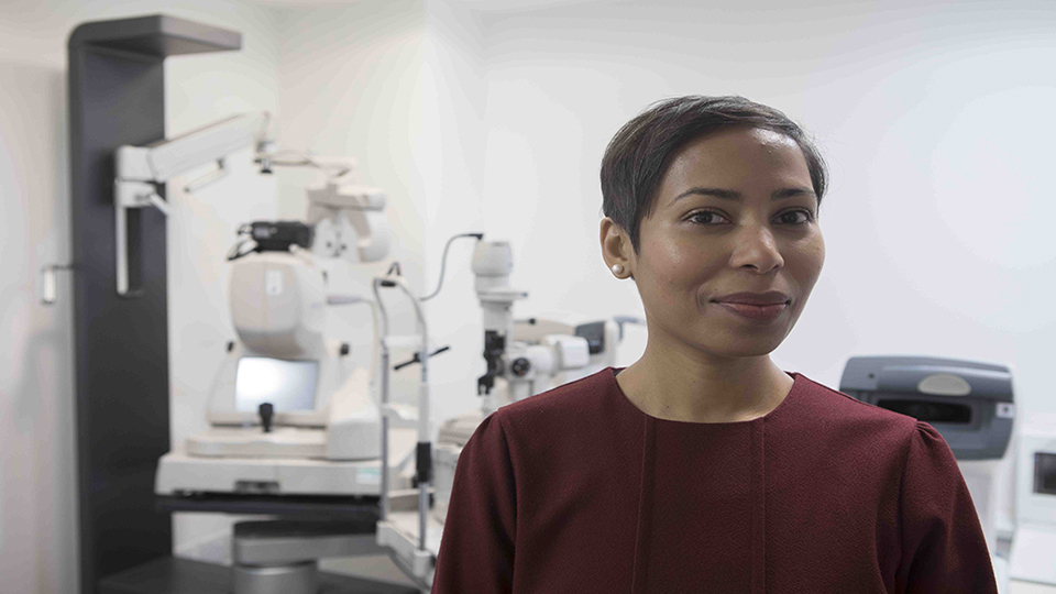 Female optometrist at practice