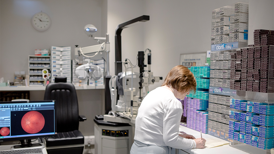 Optometrist at work