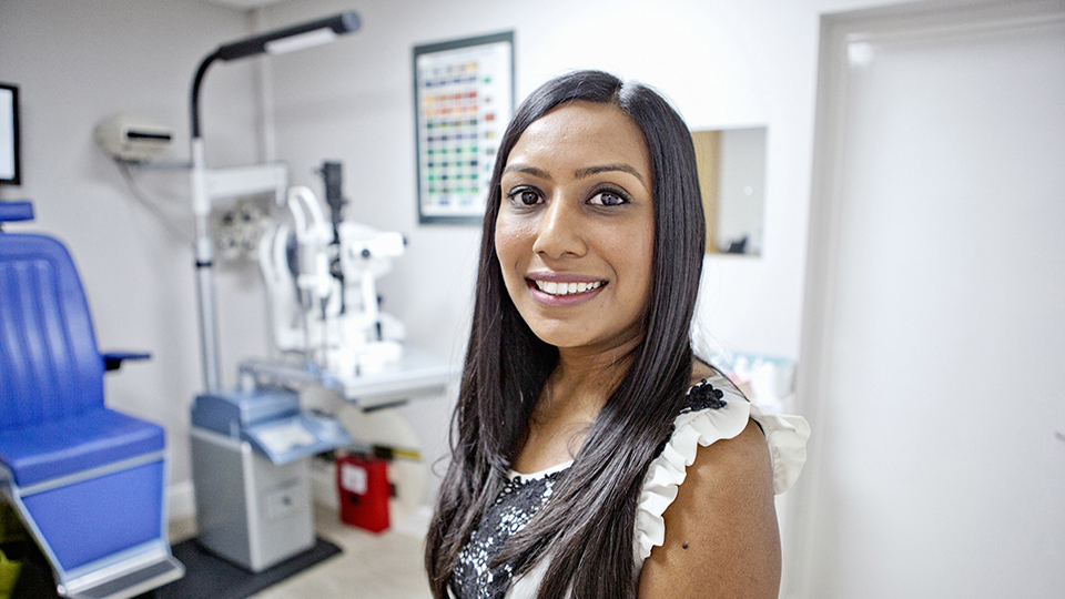 Optometrist at work