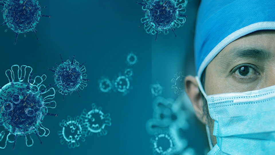 Practitioner wearing a mask during pandemic