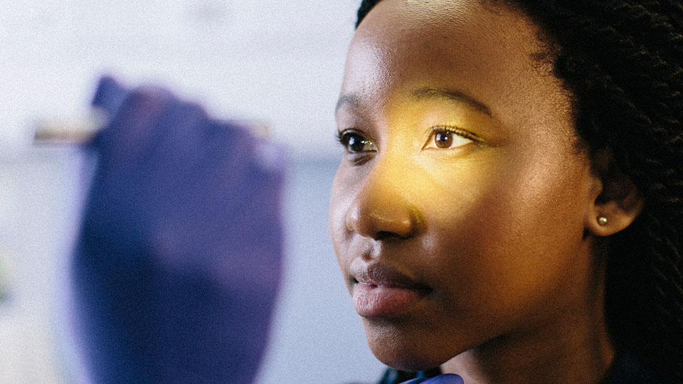 Patient having an eye test
