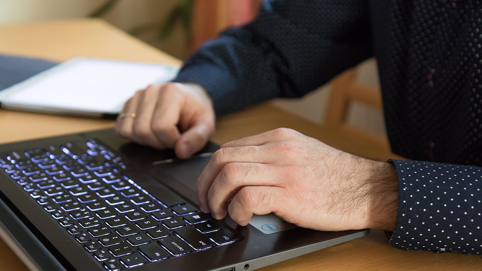 A person working on a laptop