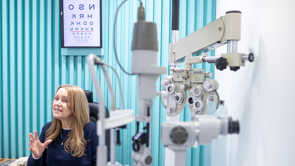 A lady having an eye test