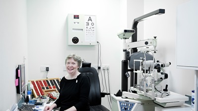 Optometrist at work