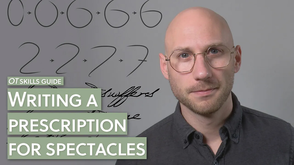 Writing a prescription for spectacles