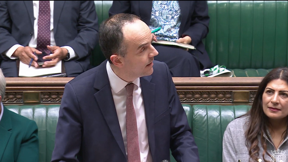 James Murray MP, the health secretary, making his speech on the Health Bill at the House of Commons