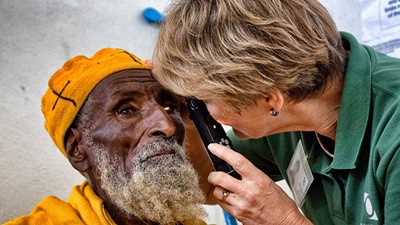 Man having his sight tested