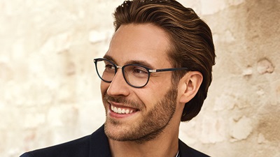 Model wearing spectacles from the new Davidoff Eyewear Collection
