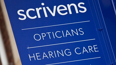 scrivens opticians and hearing care sign