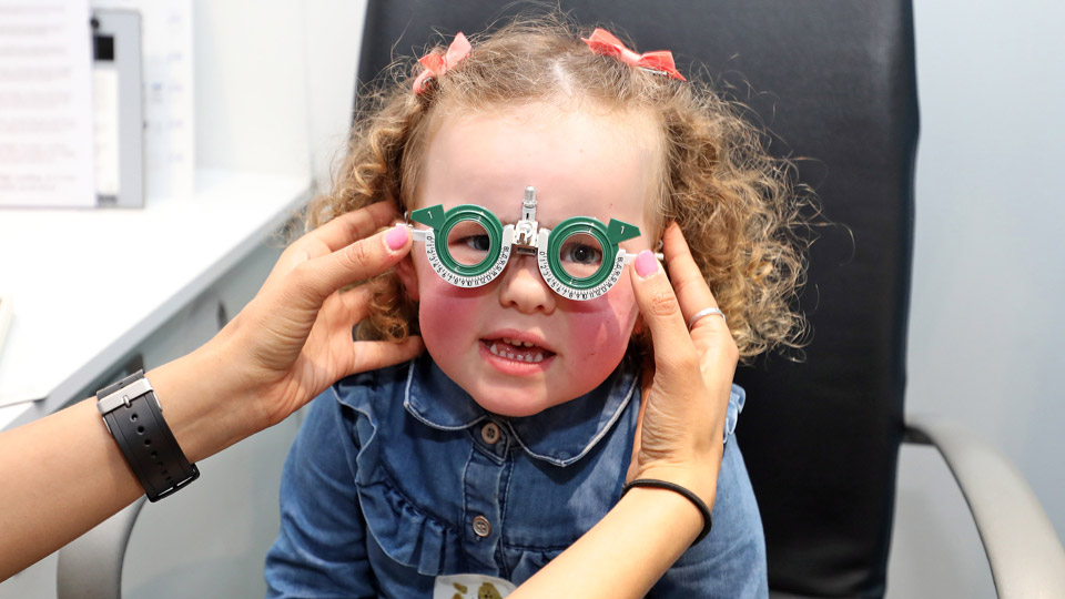 Child having a sight test