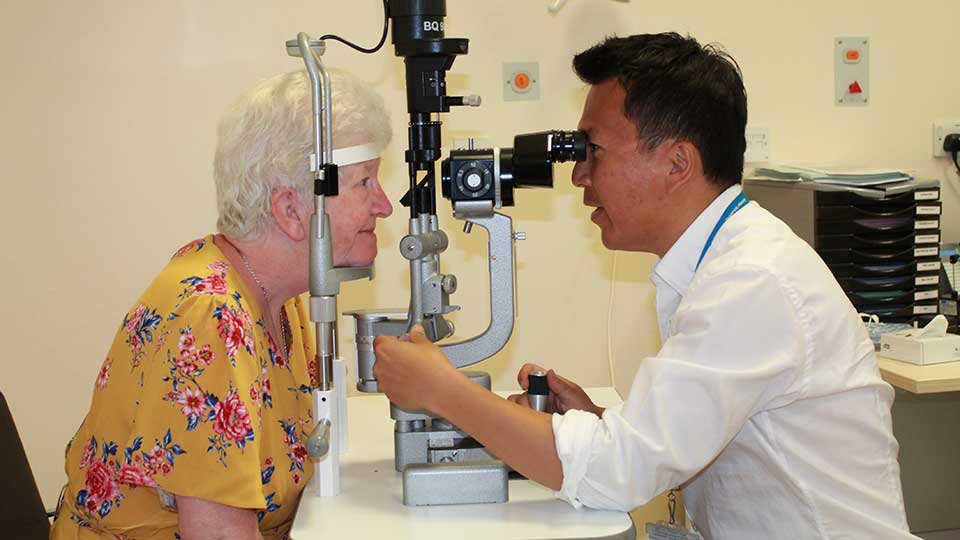 Patient at Manchester Royal Eye Hospital