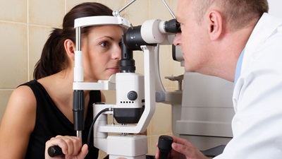 Lady having her sight tested
