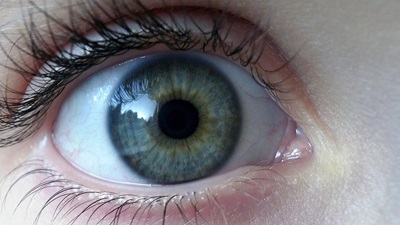 Wide open blue eye