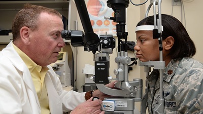 Woman having her sight tested