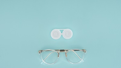 glasses and contact lens case