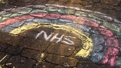 NHS rainbow in chalk