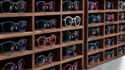 frames on a wooden shelf