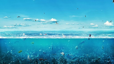 Ocean filled with plastic
