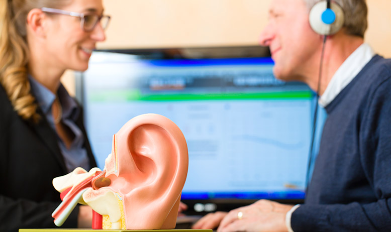 Man has his hearing tested