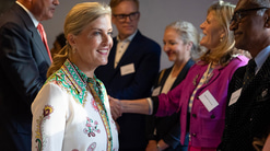 Sophie Wessex speaking to guests in a crowd