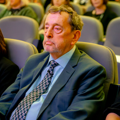 Lord Blunkett sitting in the audience before speaking at the the British Library event