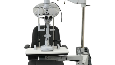 A piece of equipment and furnishings for an optometry consulting room