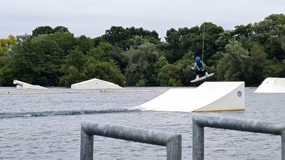 Woman wakeboarding