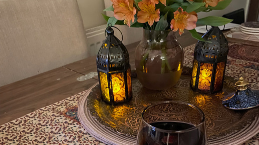 A table display with candle