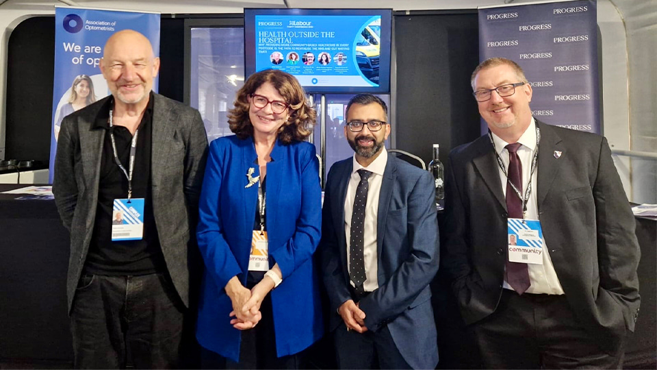 Adam Sampson, AOP Chief Executive, Dame Diana Johnson DBE MP, Minister for Public Health and Patient Safety, Dr Ian Higginson, President of the Royal College of Emergency Medicine and Krupesh Hirani AM