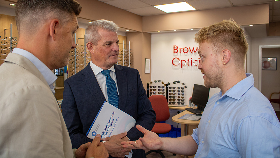 John White, AOP Communications and External Affairs Director, Stuart Andrew MP, and Chris Whiting, AOP External Affairs Officer