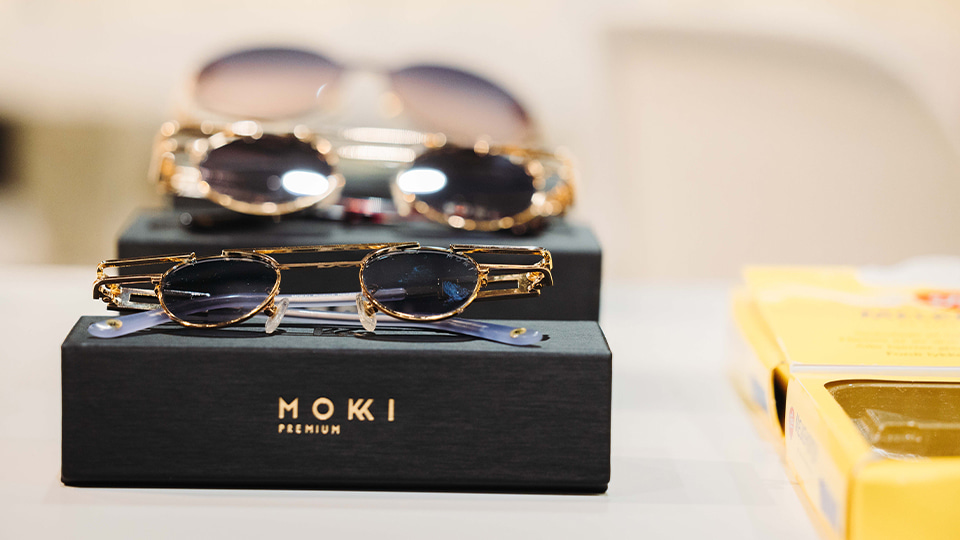 A pair of Moki Premiun spectacles at 100% Optical