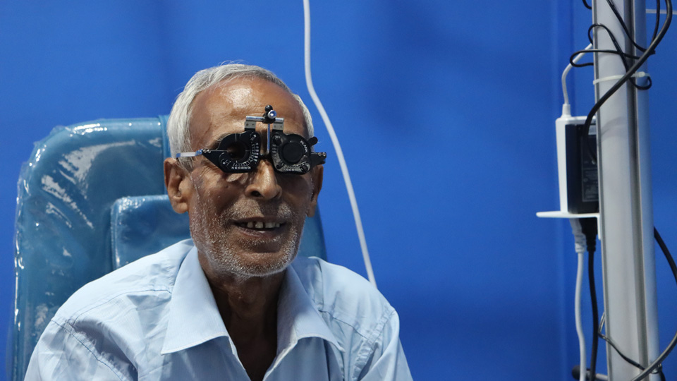 Man having his sight tested
