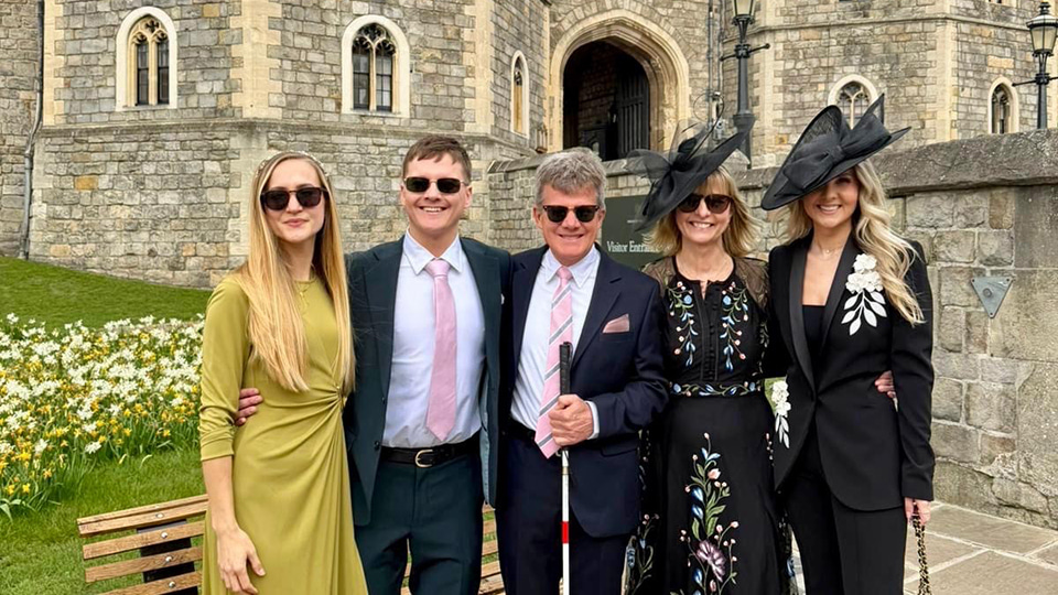 Robert and Louise Nolan and their and children, Myfanwy, Joshua and Rebecca, outside Windsor Castle