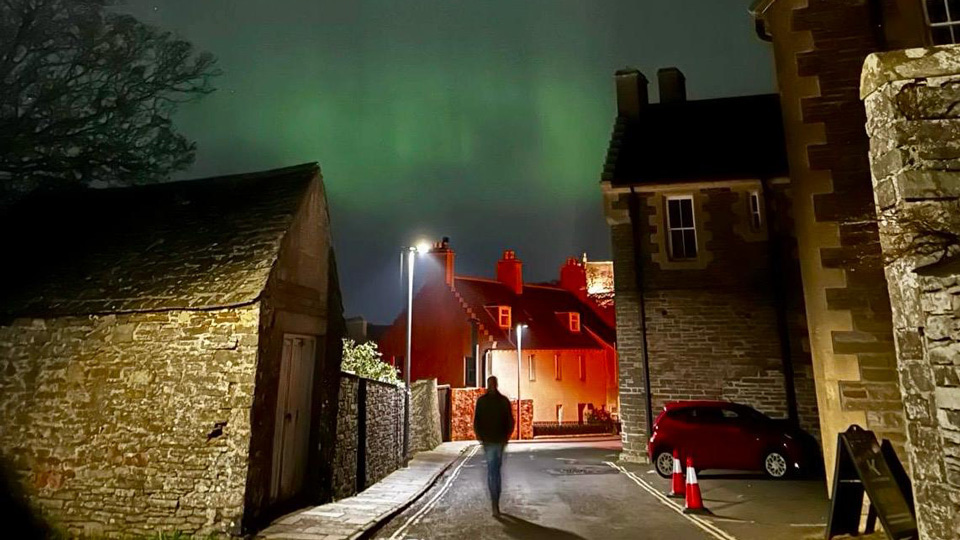 The Northern Lights above Kirkwall on the Orkney Islands