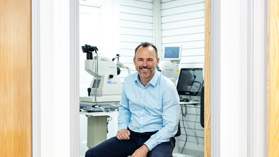 Optometrist Dr Adrian Jones photographed at Jones  Jones Optometrists in Barry