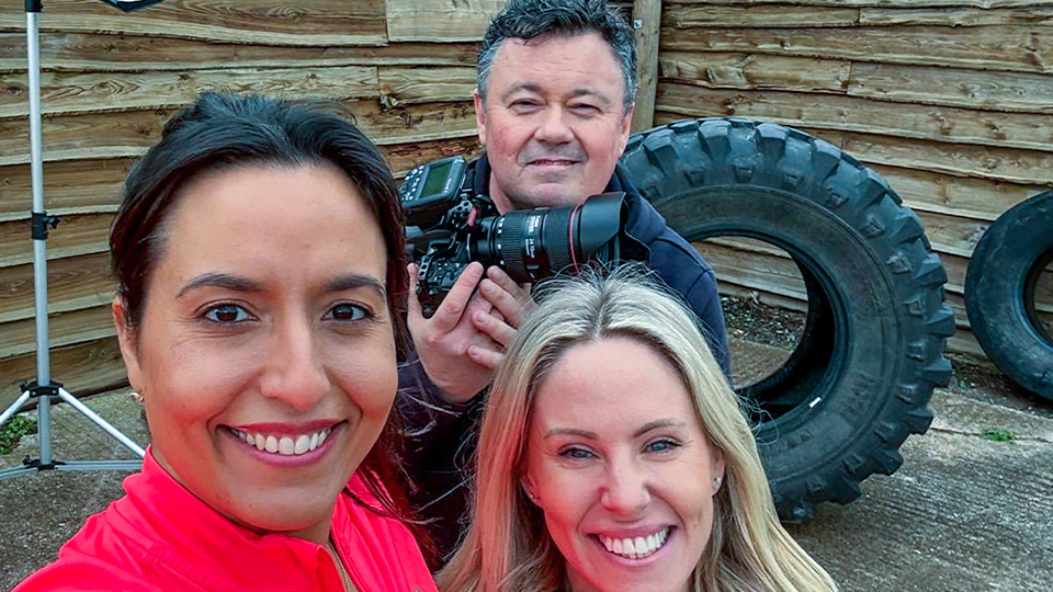 Photographer, Alex Lloyd Jenkins, with IP optometrist, Jaclyn Pugh, and personal trainer, Becky Florey