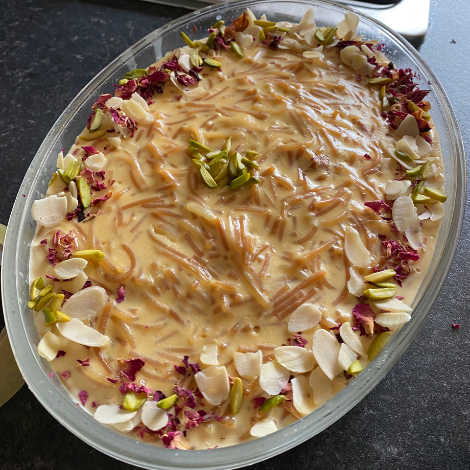Eid dish, Seviya, in an oval dish