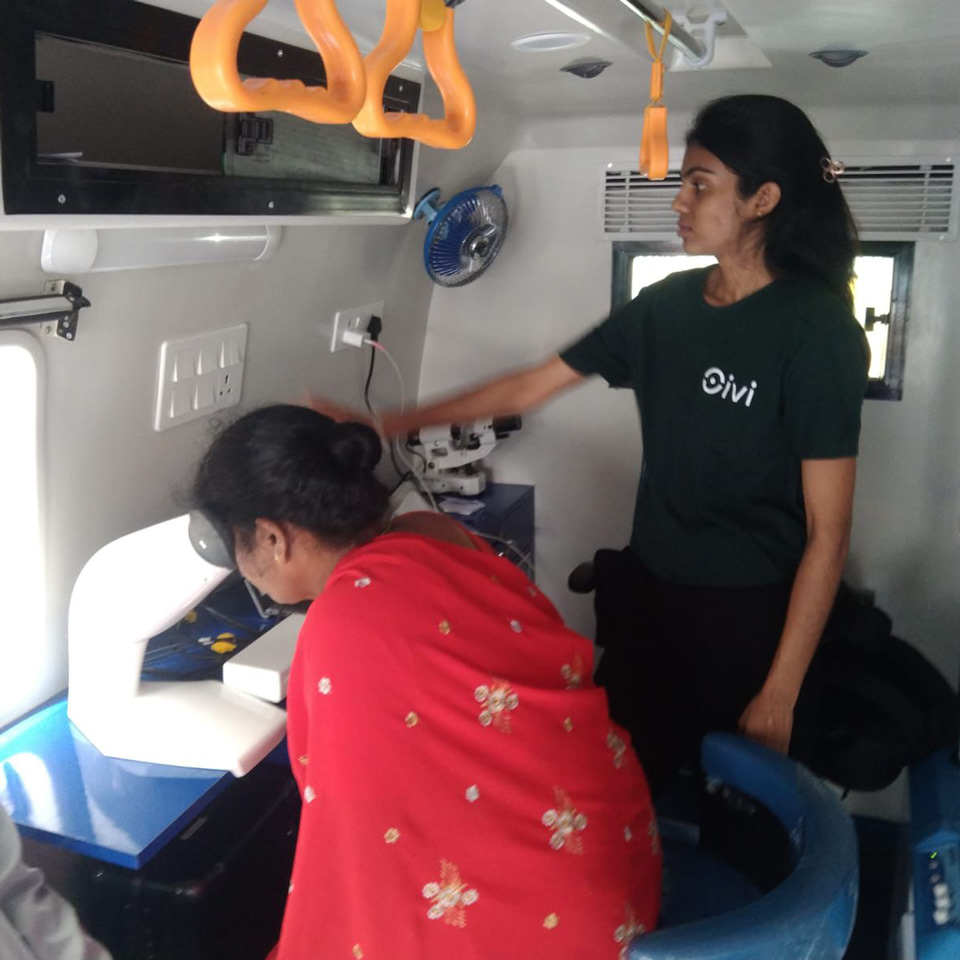 Sightsavers mobile van from inside