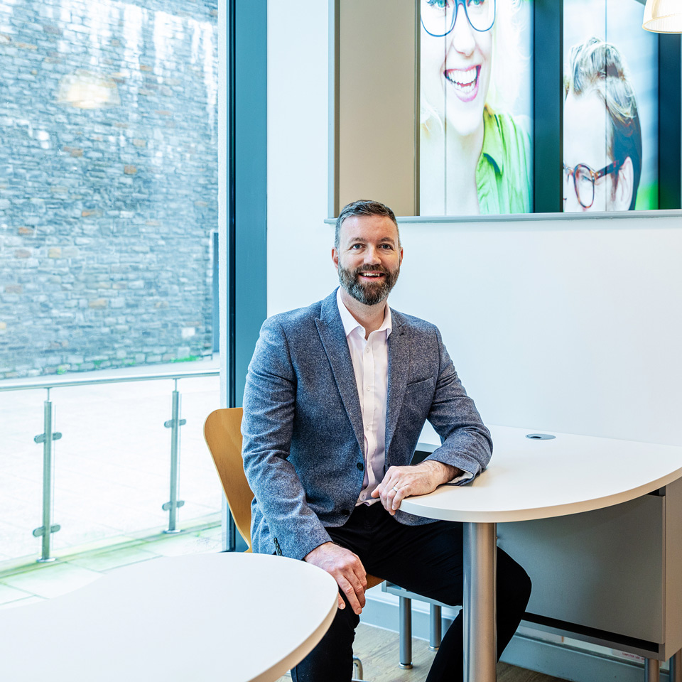 A man sitting at a desk