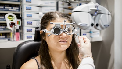 A female having an eye test
